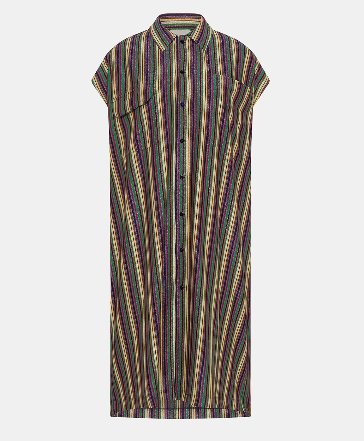 Outlet Colorado Gestreepte Lurex Jersey Jurk - Veelkleurig Groen Vrouwen Kleren