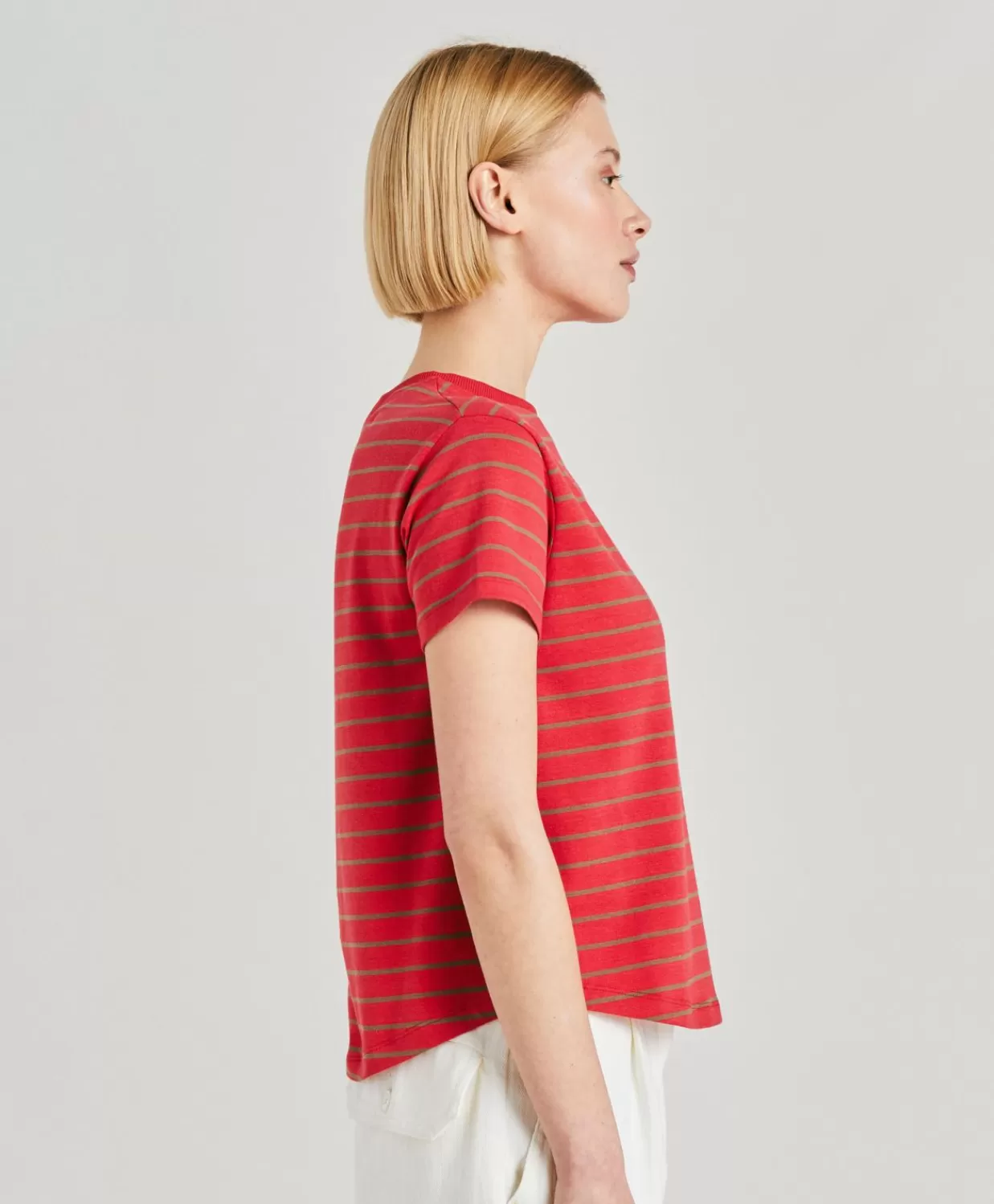 Outlet Lottie Gestreept Jersey T-Shirt - Rood/Tabak Vrouwen T-Shirts En Tops