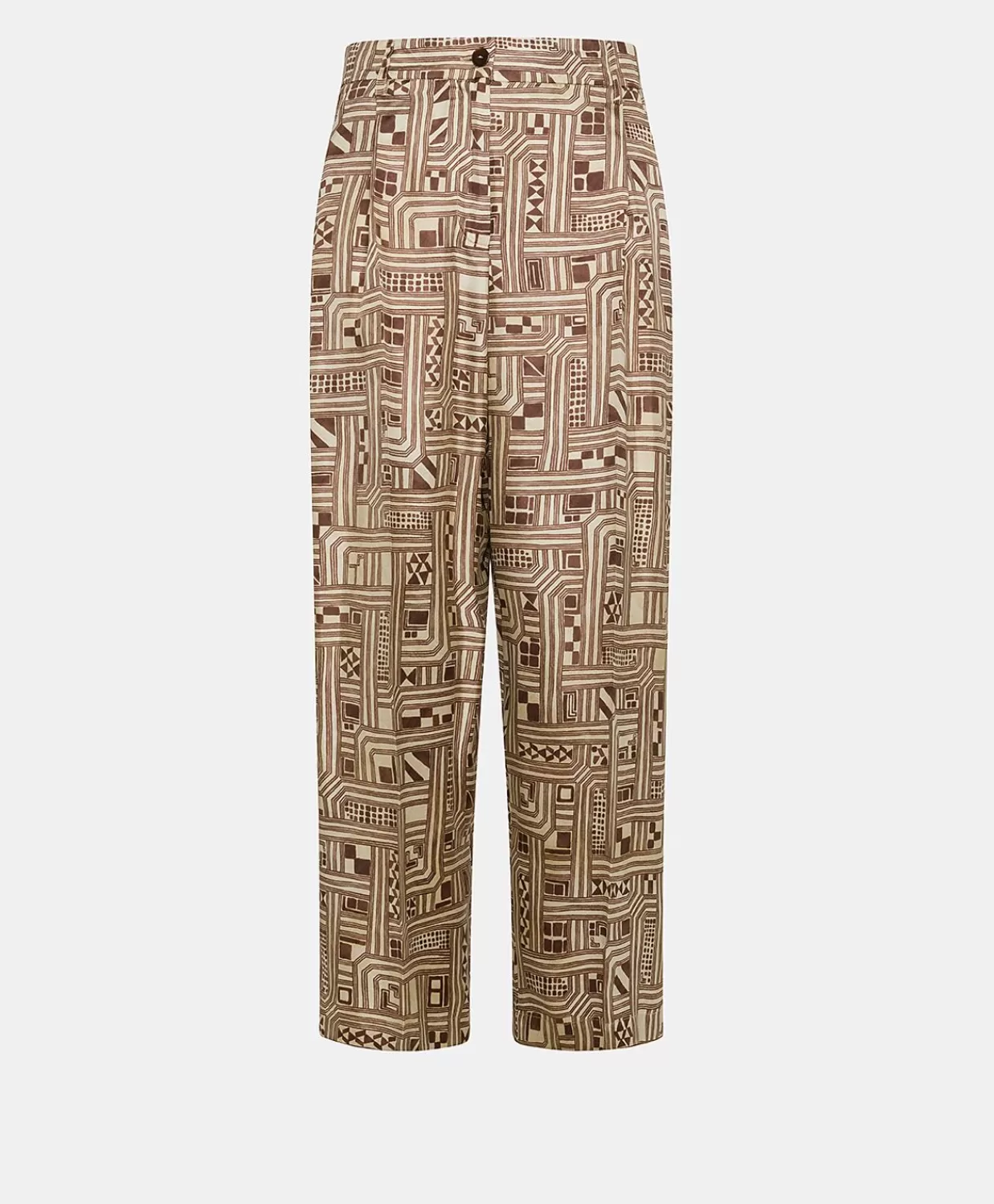 New Magnisi Zijden Twill Broek - Beige/Tabak Vrouwen Broeken En Korte Broeken