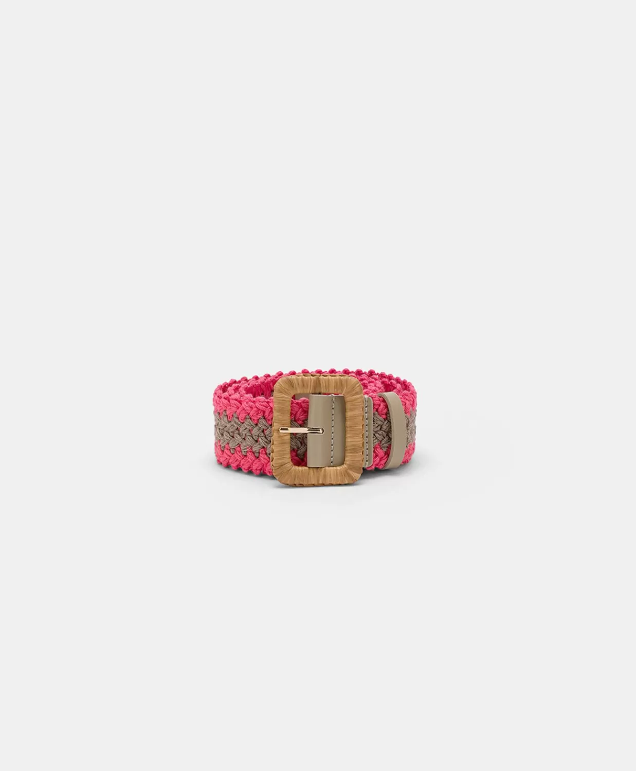 Online Malika Riem Met Raffia Gesp - Zand/Roze Vrouwen Riemen