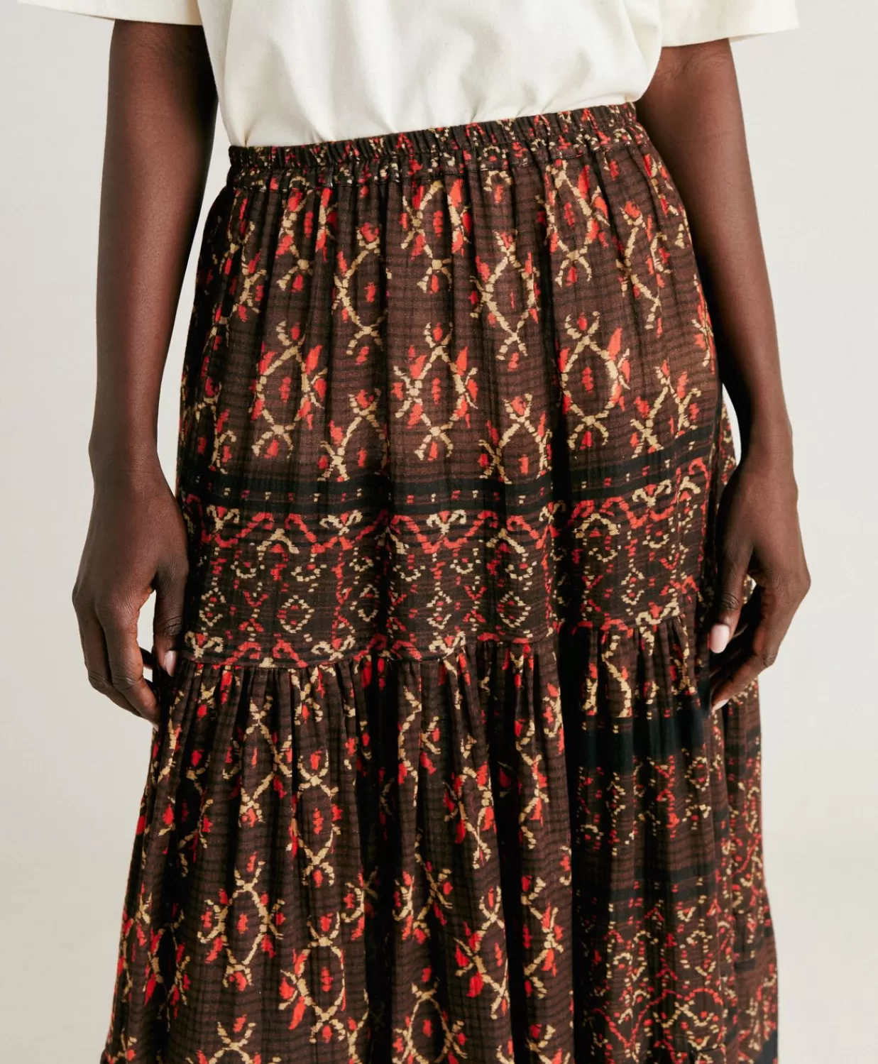 Shop Yasmine Gaas Rok - Chocolade/Rood Vrouwen Rokken